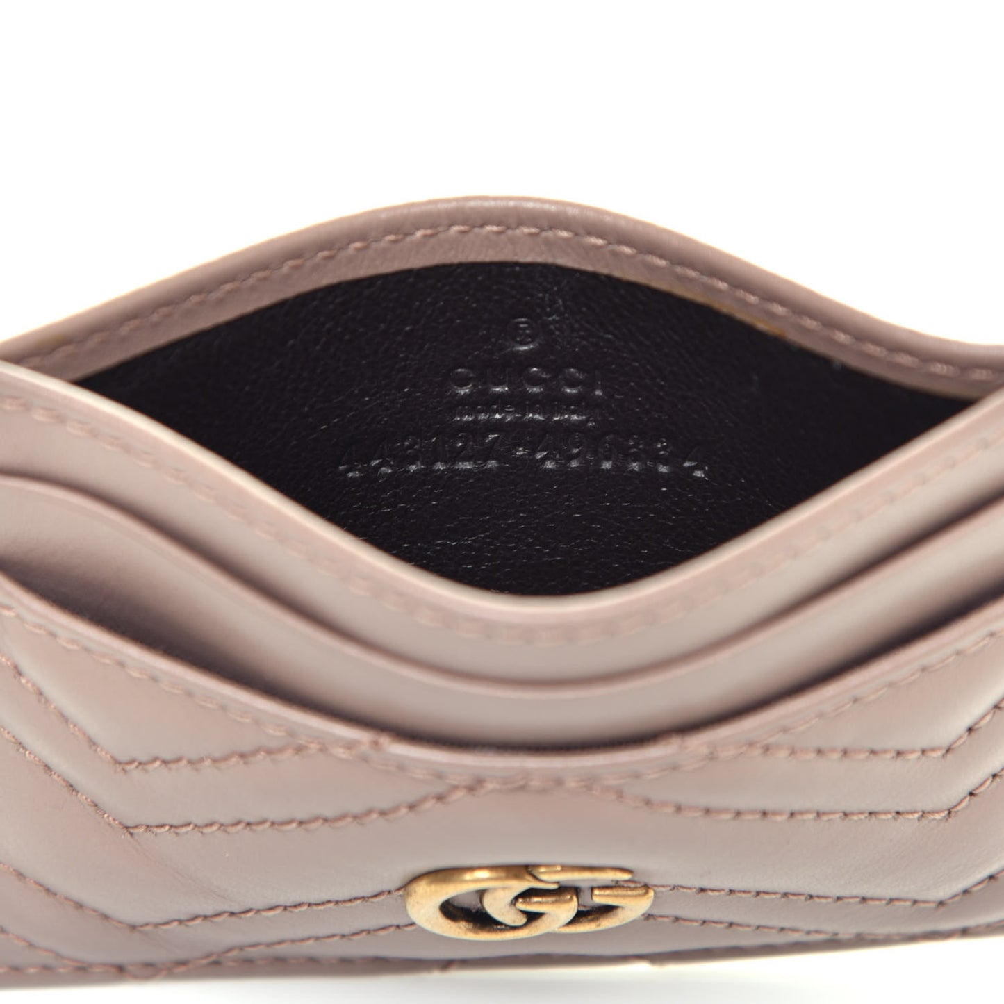 Calfskin Matelasse GG Marmont Card Holder Porcelain Rose