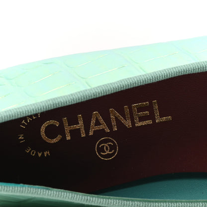 Chanel Iridescent Calfskin Crocodile Embossed Ballerina Flats 39 Green 8 of 10