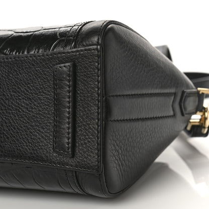 Givenchy Grained Calfskin Crocodile Embossed Mini Antigona Black 8 of 9
