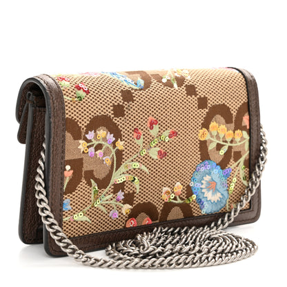 Gucci Monogram Jumbo GG Textured Dollar Calfskin Embroidered Super Mini Dionysus Shoulder Bag Camel Ebony New Acero Multicolor 3 of 9