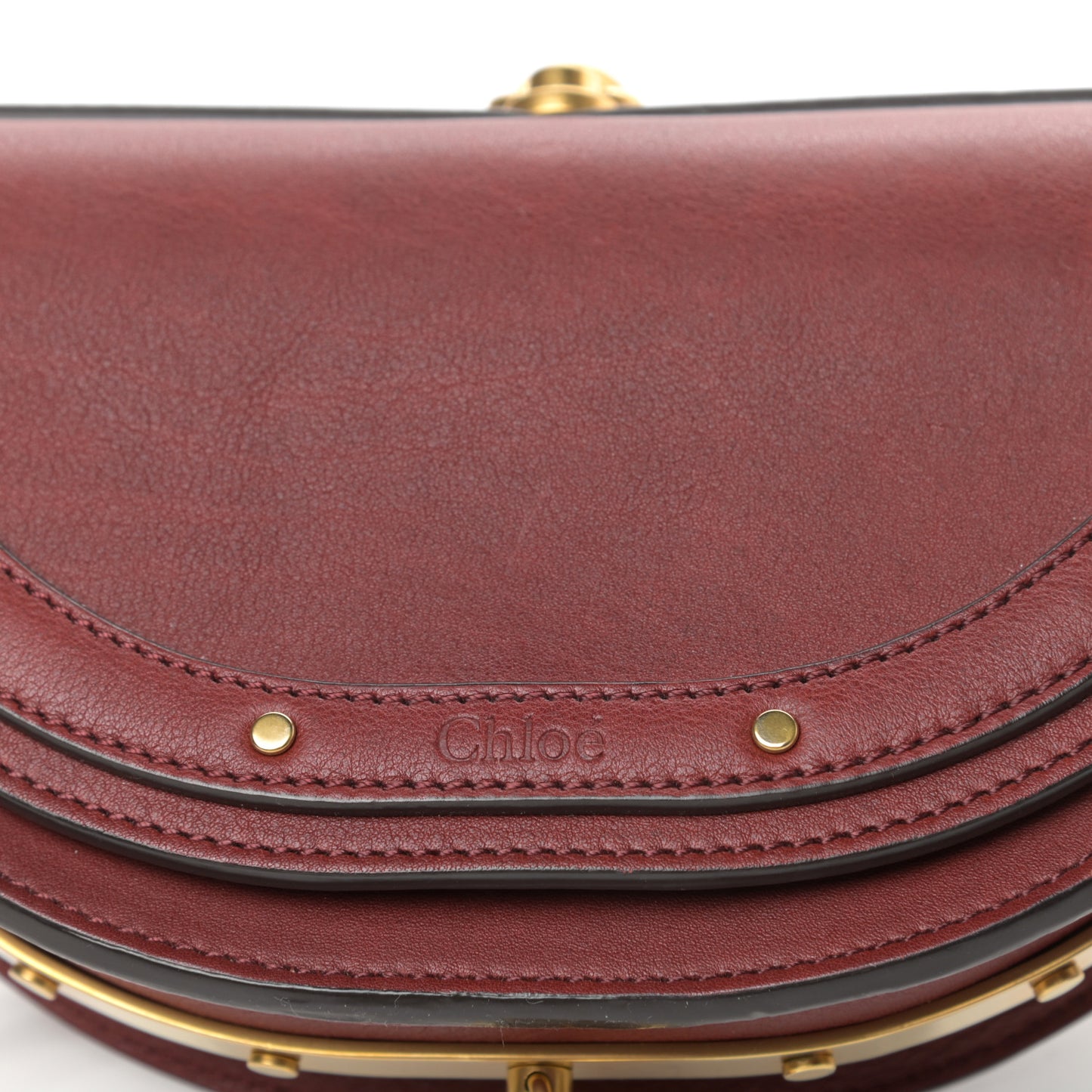 Calfskin Small Nile Bracelet Minaudiere Bag Sienna Red