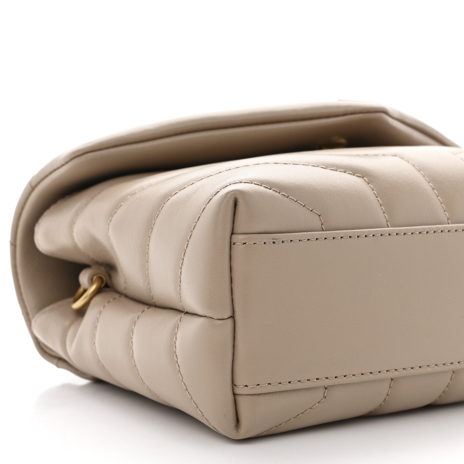 Saint Laurent Calfskin Y Quilted Monogram Toy Loulou Crossbody Bag Dark Beige 9 of 13