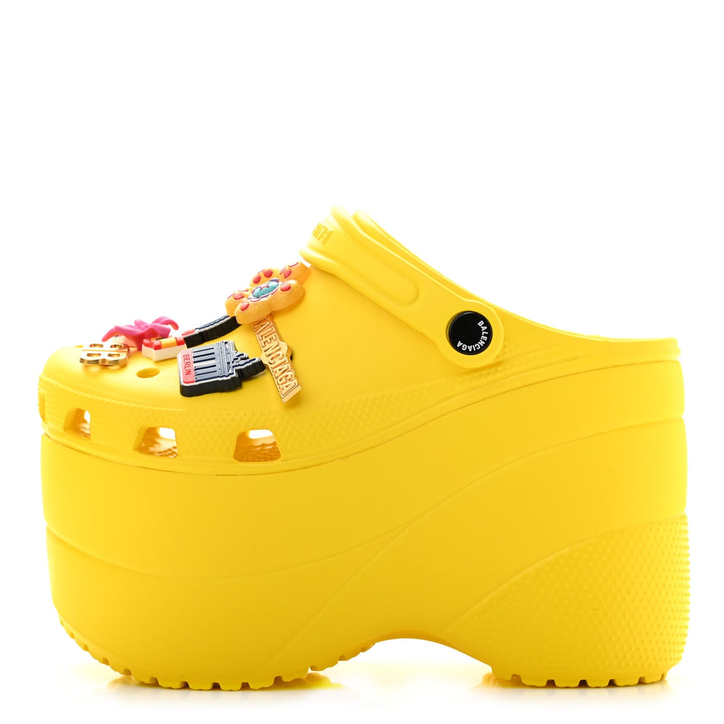 X CROCS Rubber Textured Womens Platform Sandals 37 Jaune Soleil