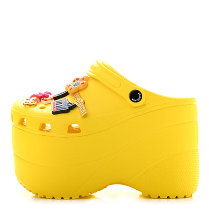Balenciaga X CROCS Rubber Textured Womens Platform Sandals 37 Jaune Soleil 1 of 8