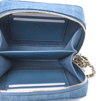 Chanel Denim Quilted CC Pearl Crush Camera Case Blue 5 of 9