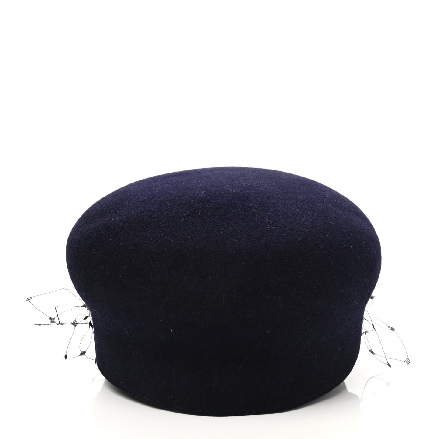 Cotton Canvas Arty Cap with Veil 58 Navy Blue