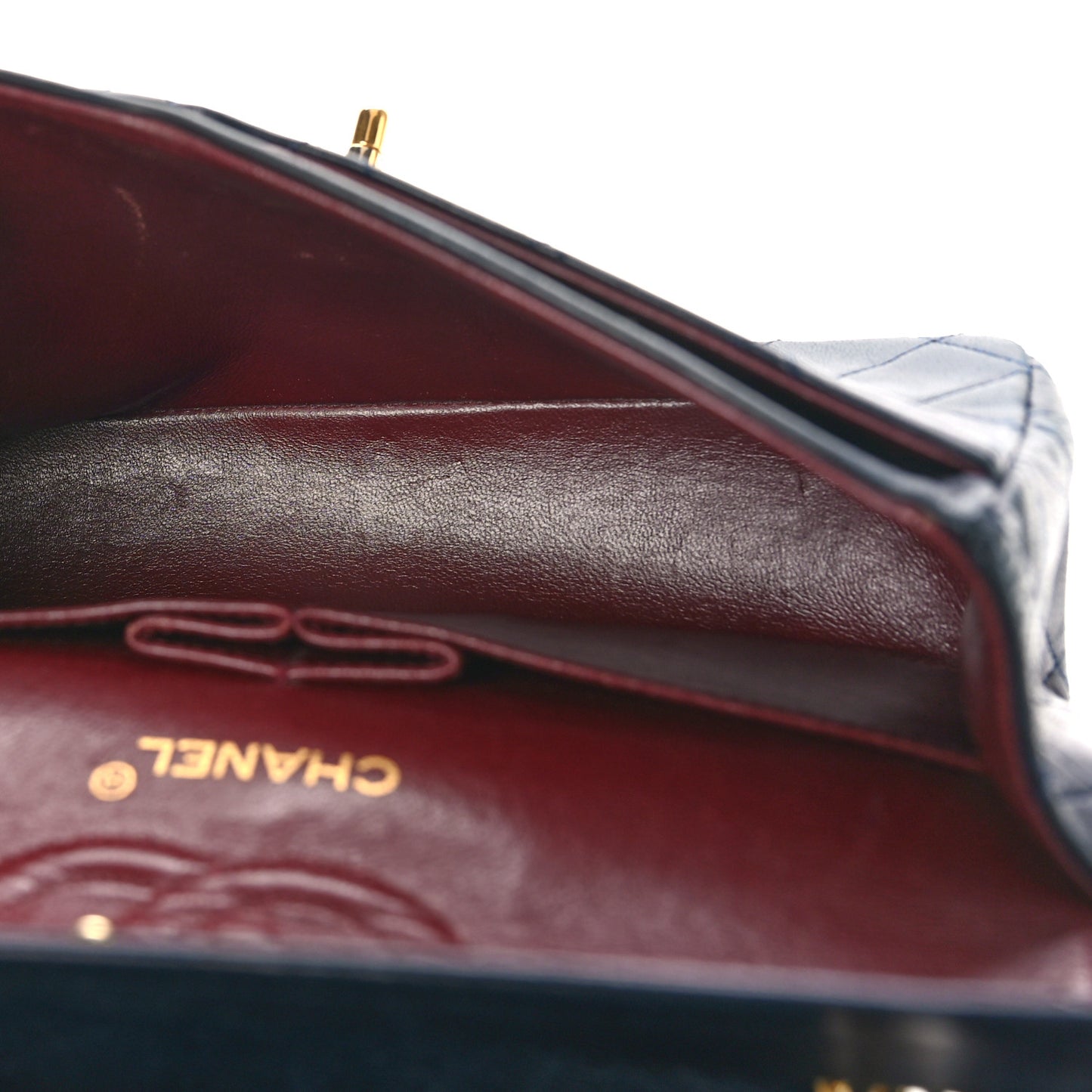 Lambskin Quilted Small Double Flap Navy