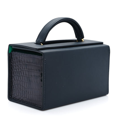 Hermes Vache Hunter Shiny Crocodile Petit H Box Bag Caban Black Menthe 2 of 10