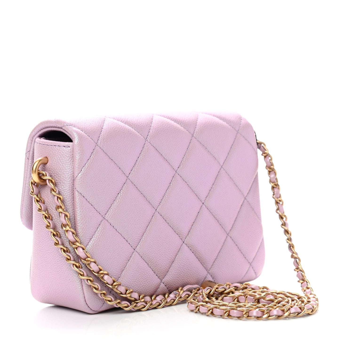 Iridescent Caviar Quilted Mini My Perfect Flap Pink