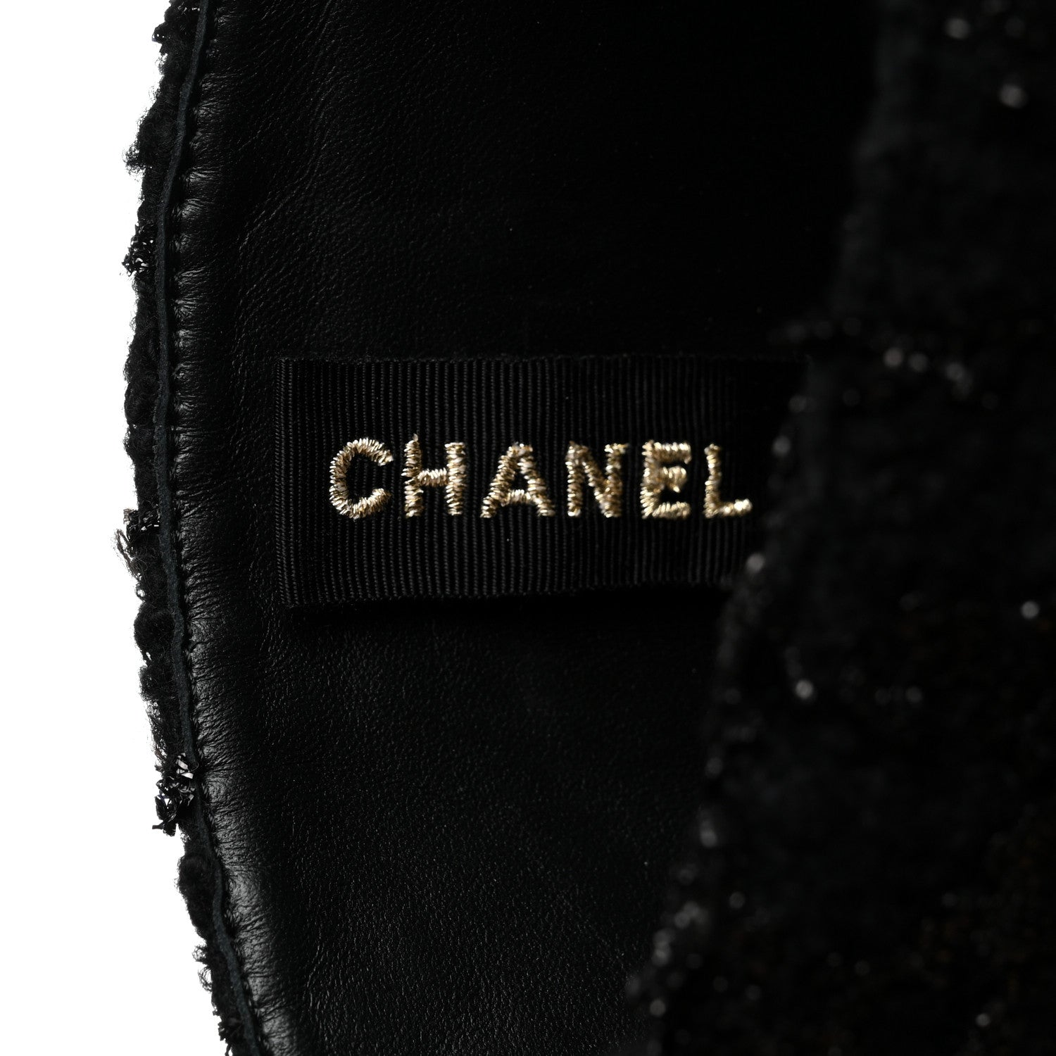 Chanel Iridescent Wool Silk Tweed Calfskin CC Cap Toe High Boots 39 Black 6 of 9