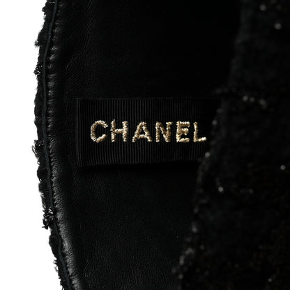 Chanel Iridescent Wool Silk Tweed Calfskin CC Cap Toe High Boots 39 Black 6 of 9