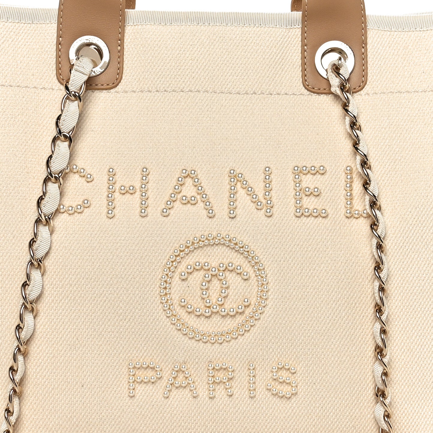 Canvas Pearl Large Deauville Tote Ecru Beige