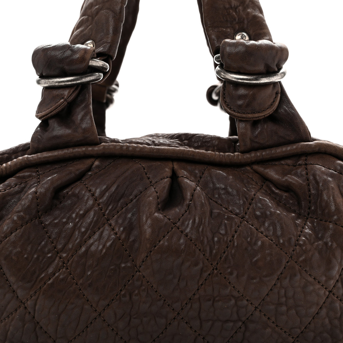 Distressed Lambskin Le Marais Bowler Brown