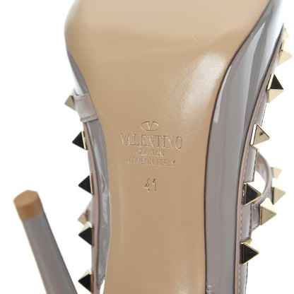 Valentino Garavani Patent Nappa Rockstud Ankle Strap 100mm Pumps 41 Perla Poudre 7 of 9