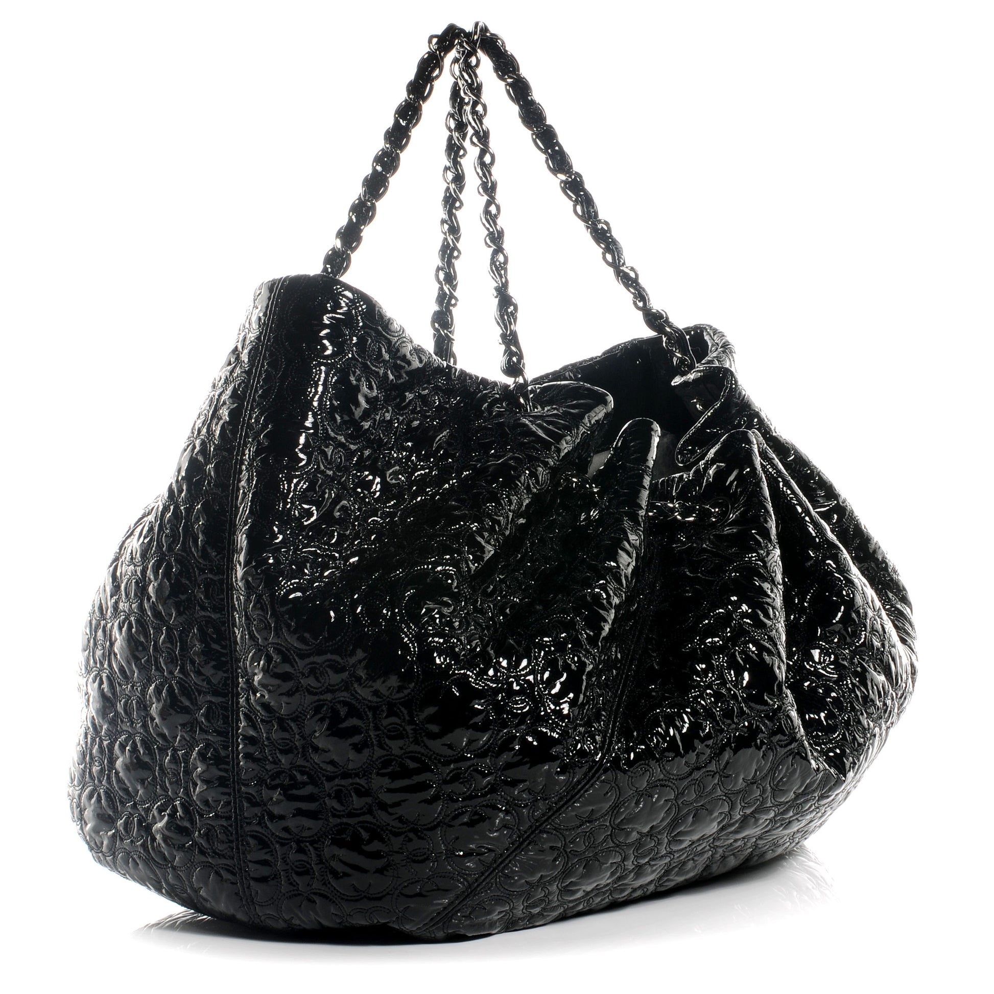 Chanel Vinyl Graphic Edge Tote Black 3 of 7