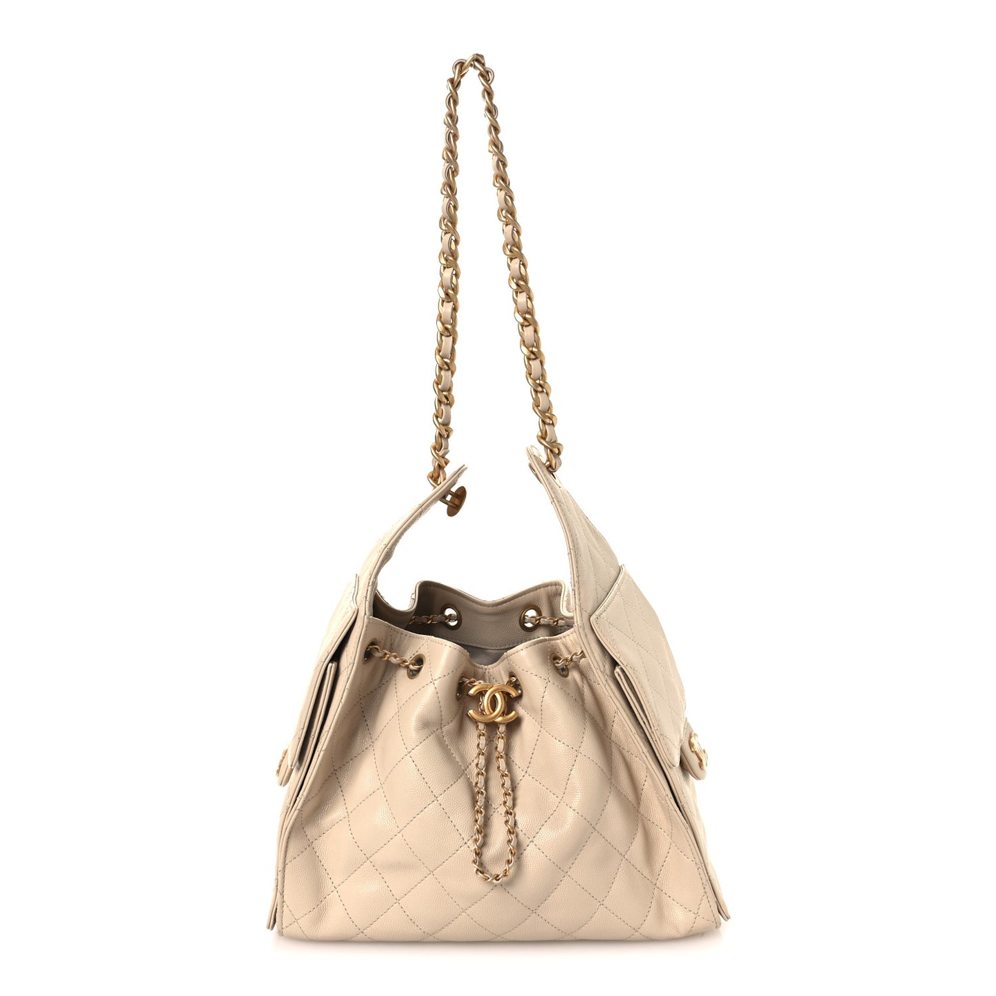 Caviar Quilted Small Chanel 25 Handbag Beige