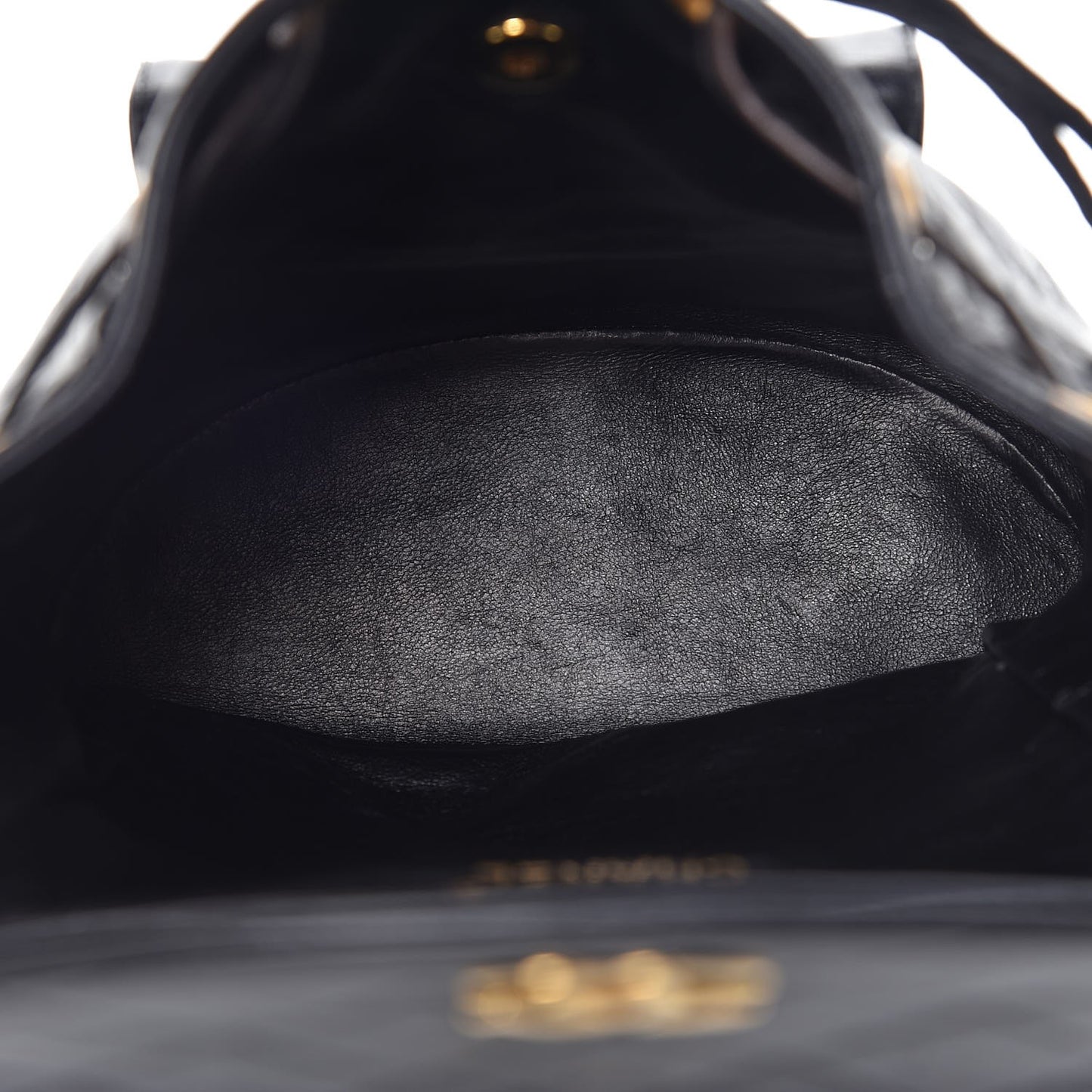 Lambskin Quilted Drawstring Backpack Black