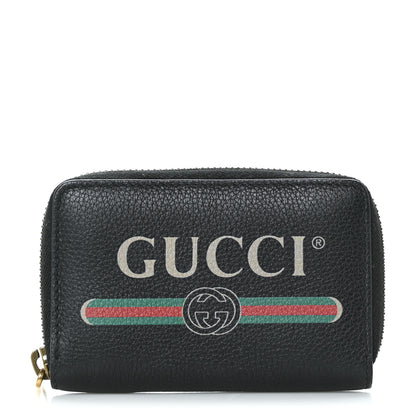 Gucci Calfskin Logo Zip Around Card Case Black 1 of 6