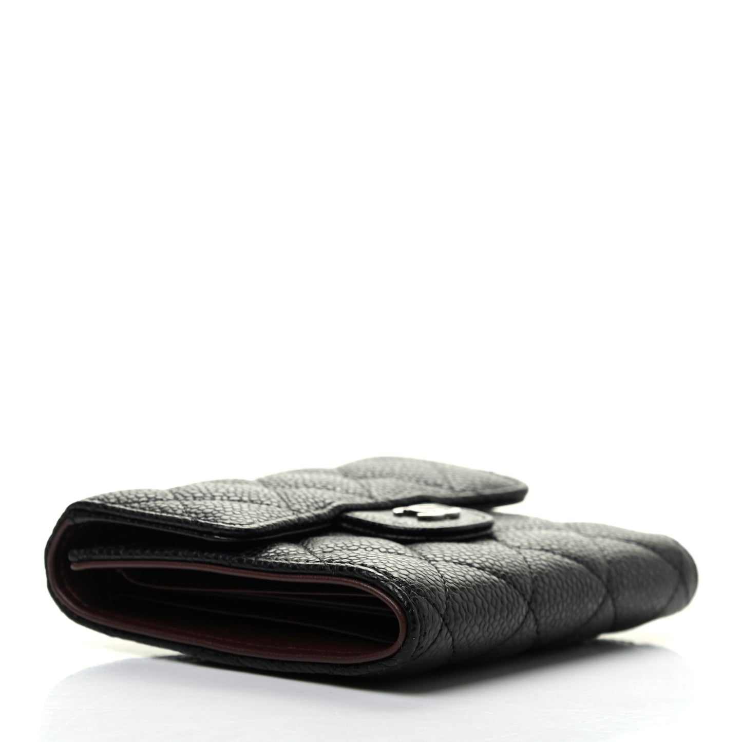 Caviar Quilted Compact Flap Wallet Black