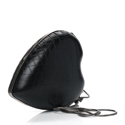 Saint Laurent Calfskin Crocodile Embossed Monogram Love Box Bag Black 2 of 6
