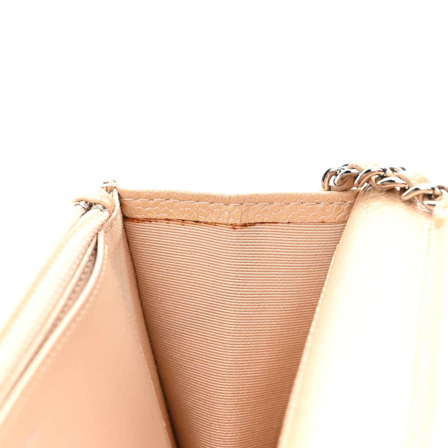 Caviar Quilted Wallet On Chain WOC Beige