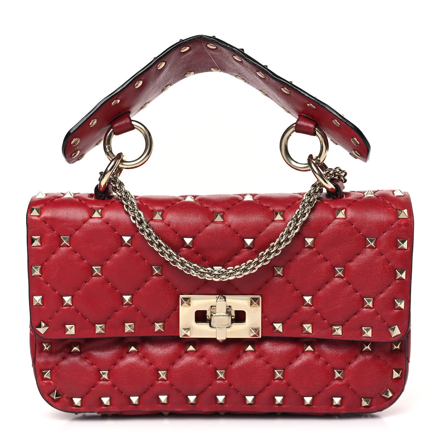 Valentino Garavani Nappa Small Rockstud Spike Shoulder Bag Rosso Valentino 1 of 9