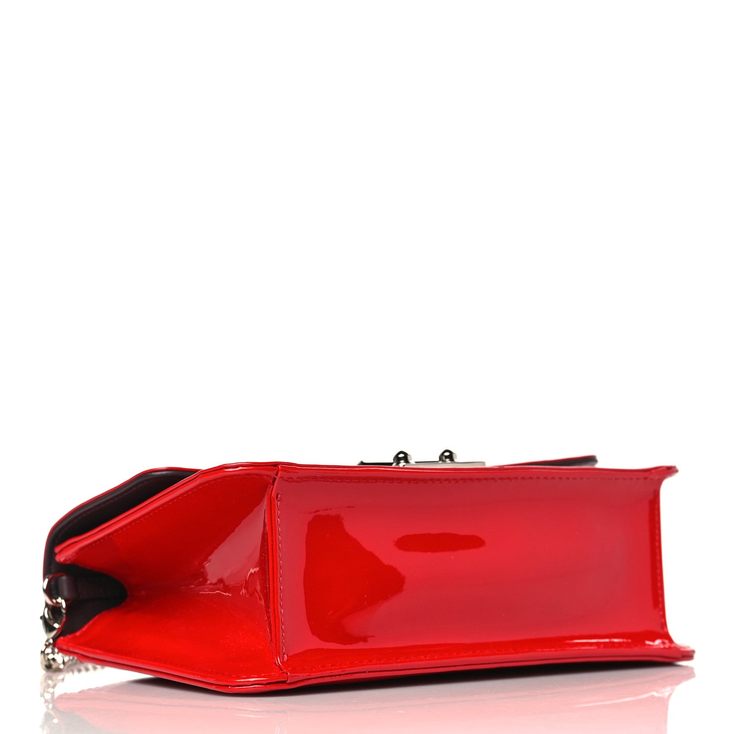 Christian Dior Metallic Box Patent Calfskin Miss Dior Promenade Pouch Red 4 of 11