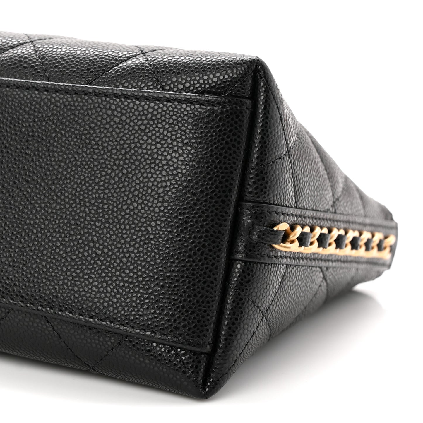 Caviar Quilted Chain Cosmetic Case Black