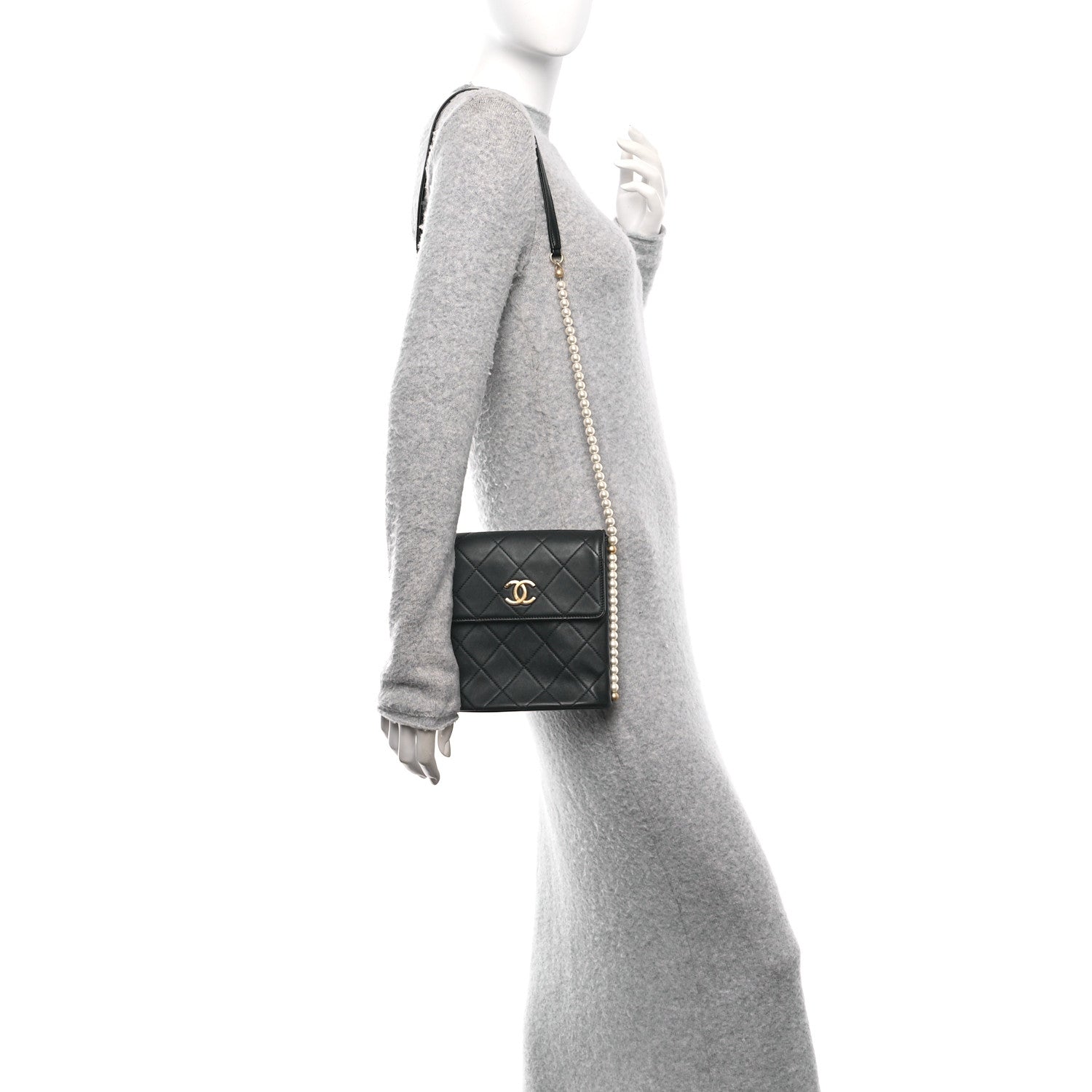 Chanel Calfskin Quilted Pearl Small About Pearls Hobo Bag Black 2 of 10