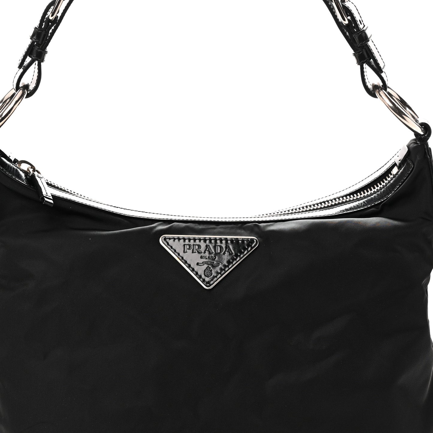 Tessuto Nylon Zip Hobo Black