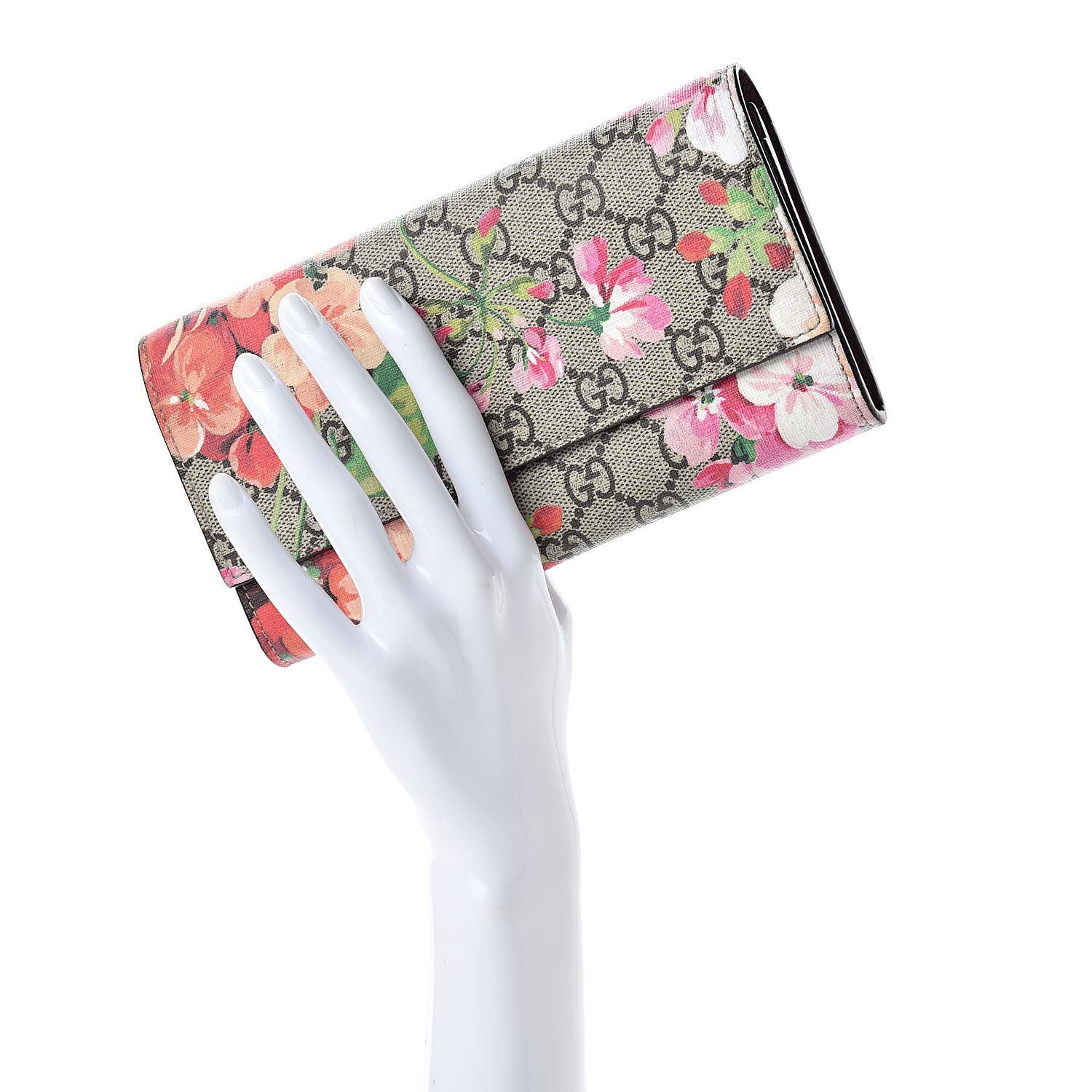 Gucci GG Supreme Monogram Blooms Continental Wallet Beige Multicolor Dry Rose 2 of 10