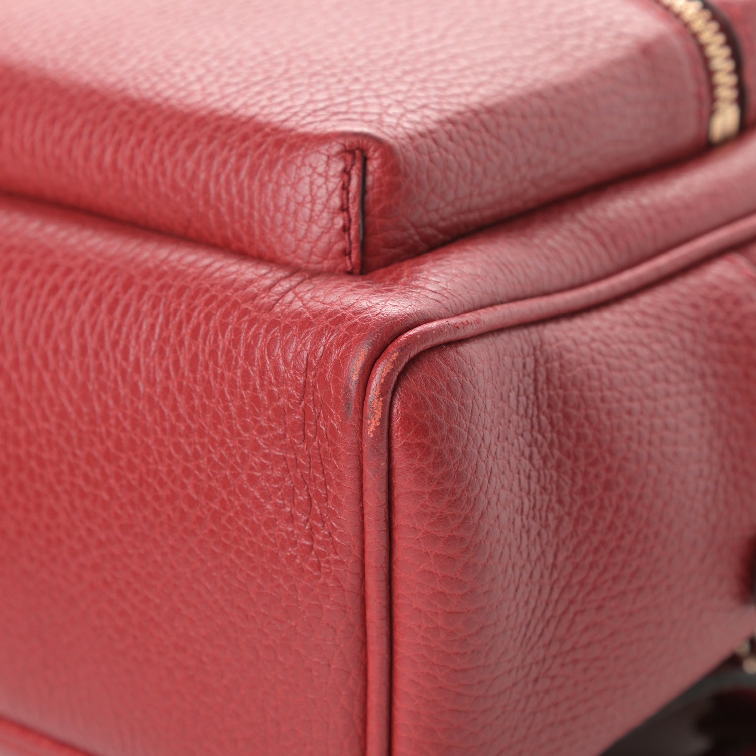 Gucci Pebbled Calfskin Soho Chain Backpack Hibiscus Red 10 of 14