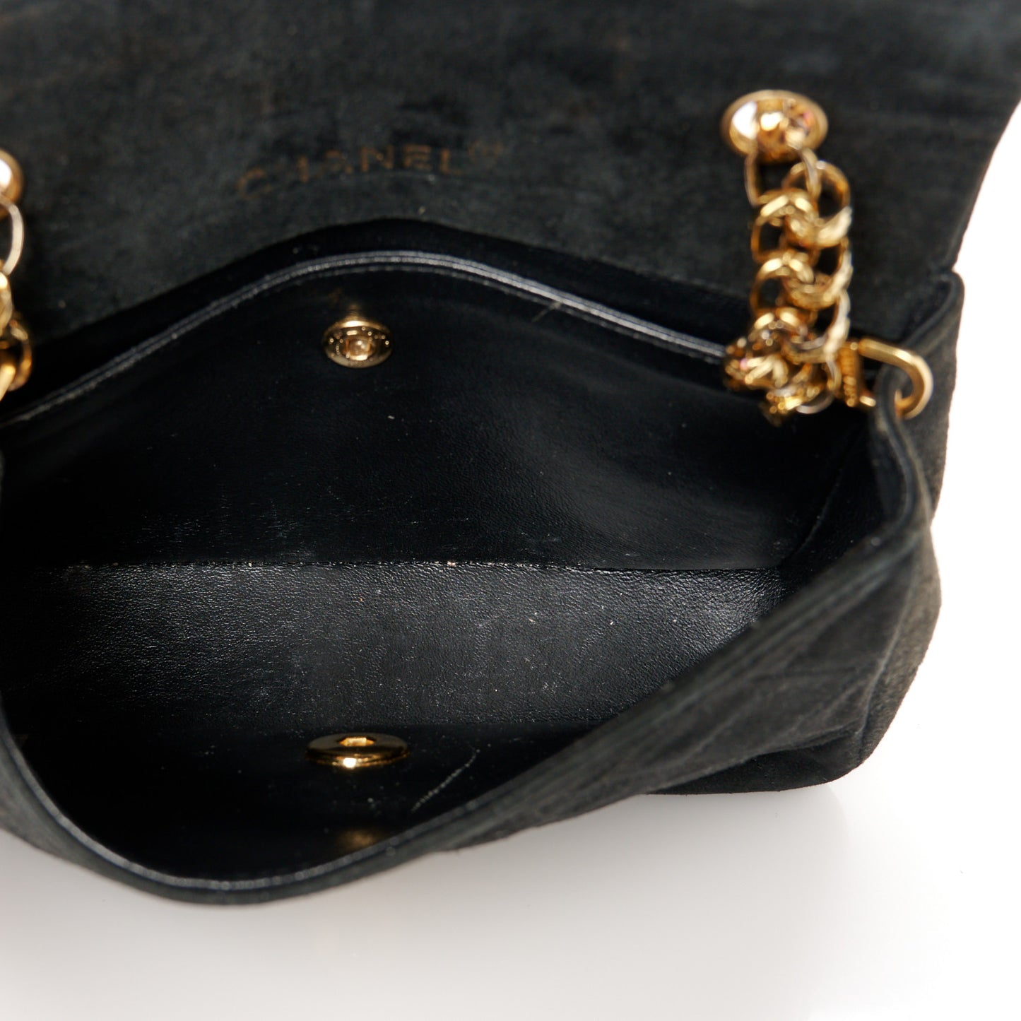 Suede Quilted Mini Flap Black