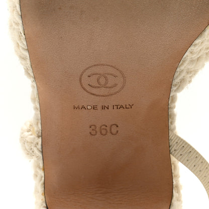 Chanel Tweed Cap Toe CC Slingback Pumps 36 Ivory Black 8 of 9
