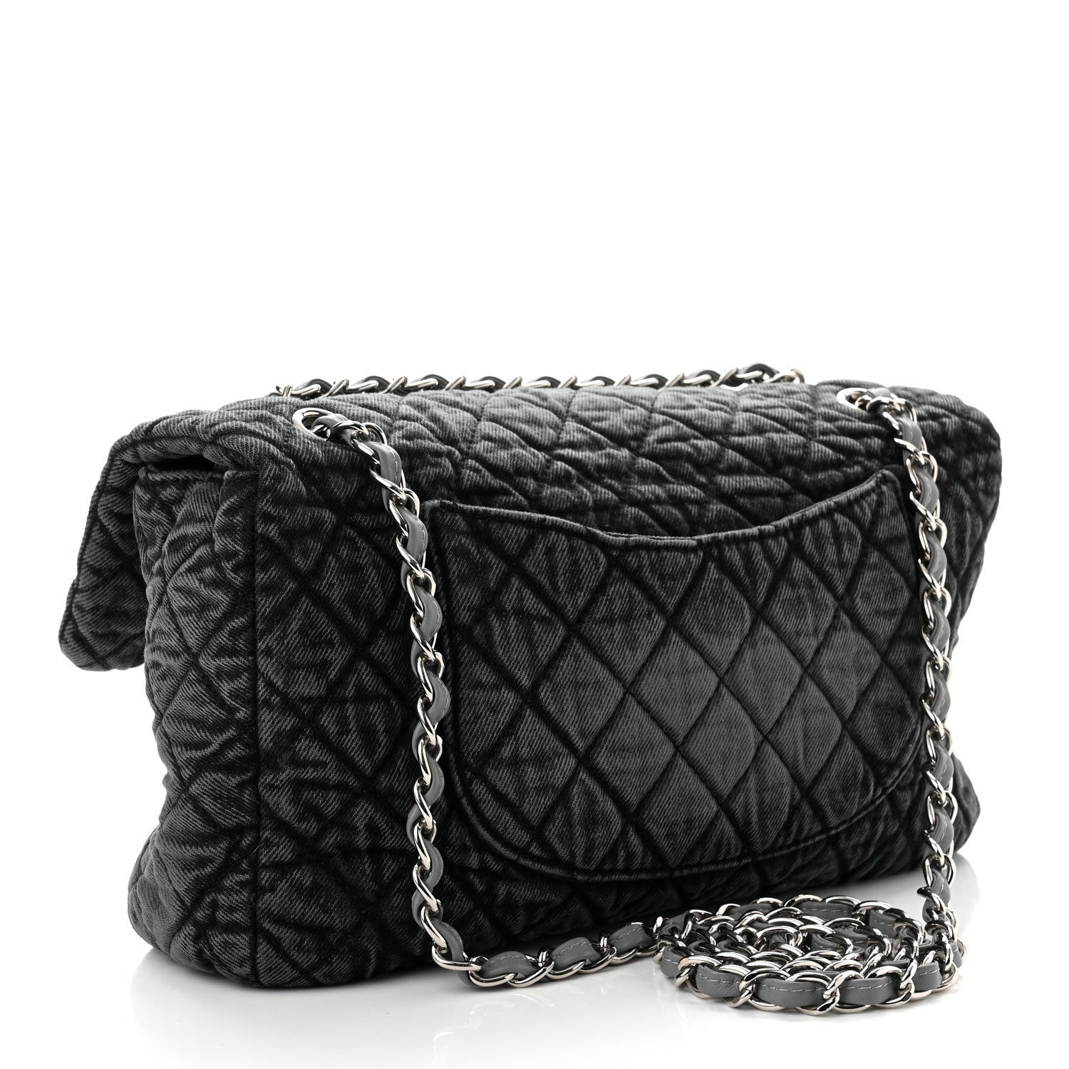 Chanel Denim Quilted Denimpression Flap Grey Black 3 of 10
