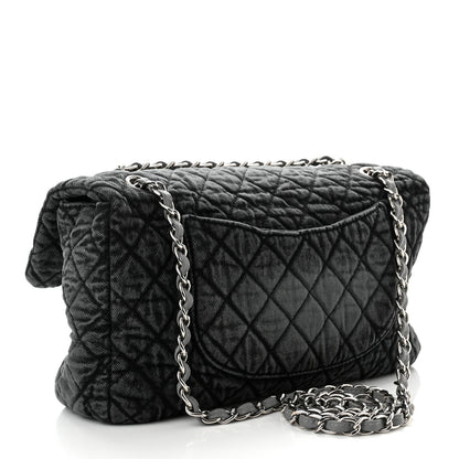 Chanel Denim Quilted Denimpression Flap Grey Black 3 of 10