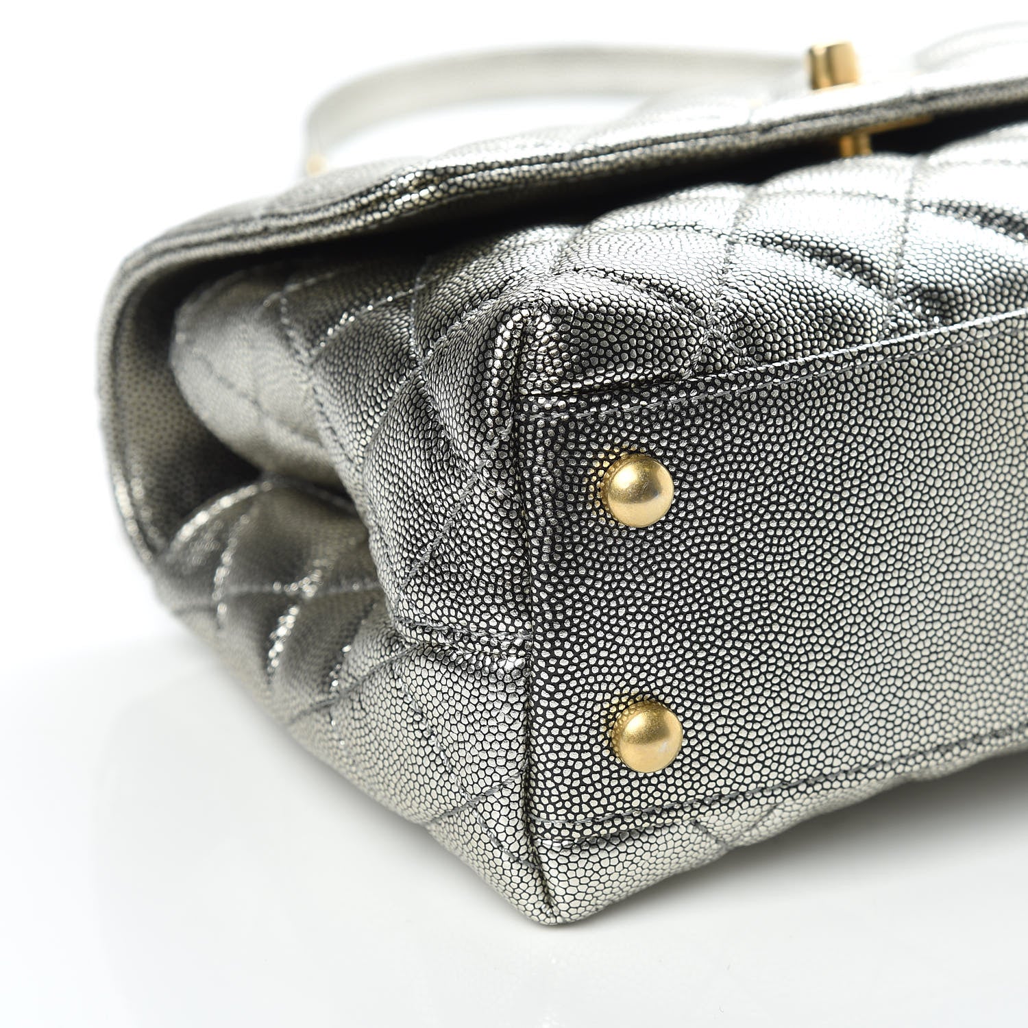 Chanel Metallic Caviar Quilted Mini Coco Handle Flap Silver 8 of 11