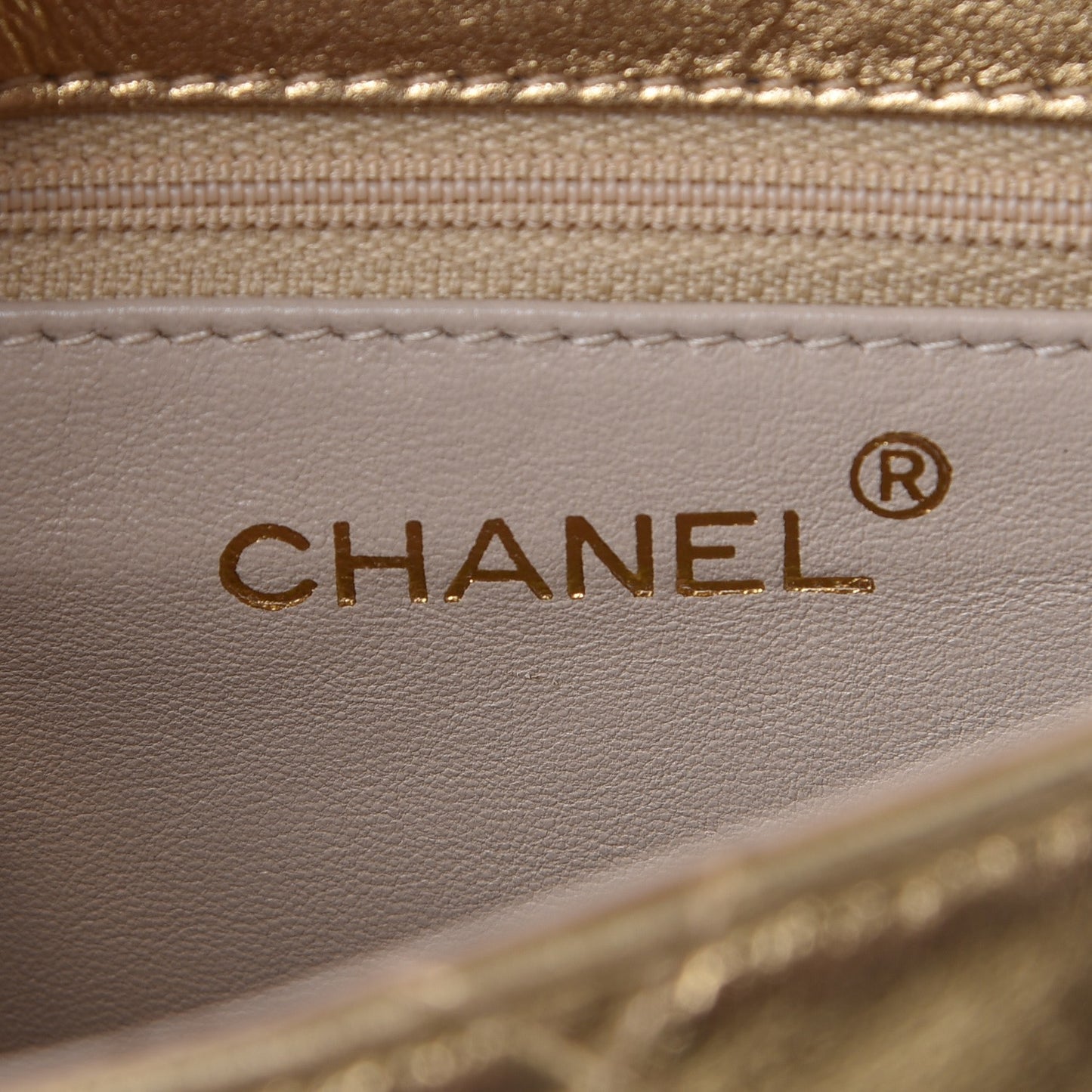 Metallic Lambskin Quilted Mini Flap Gold