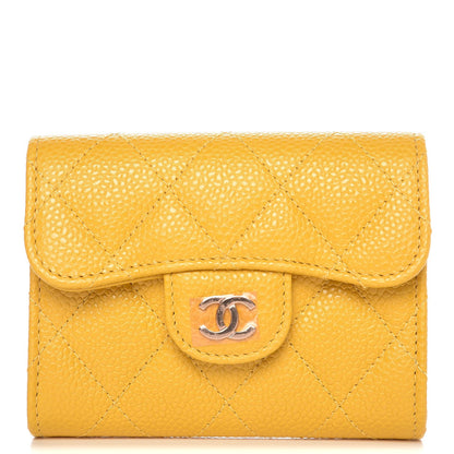 Chanel Caviar Quilted Flap Card Holder Wallet Yellow 1 of 9