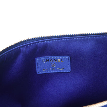 Chanel Lambskin Quilted Large Korean Garden Cosmetic Case Blue 6 of 8