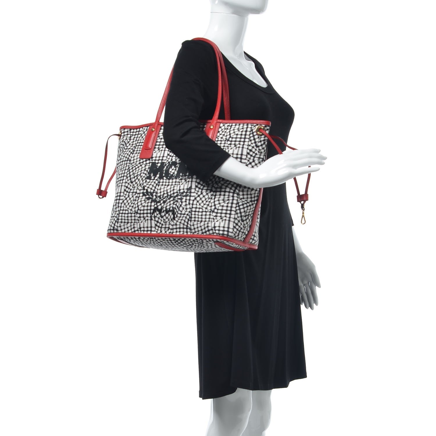MCM Visetos Medium Liz Reversible Shopper Tote Ruby Red 2 of 11