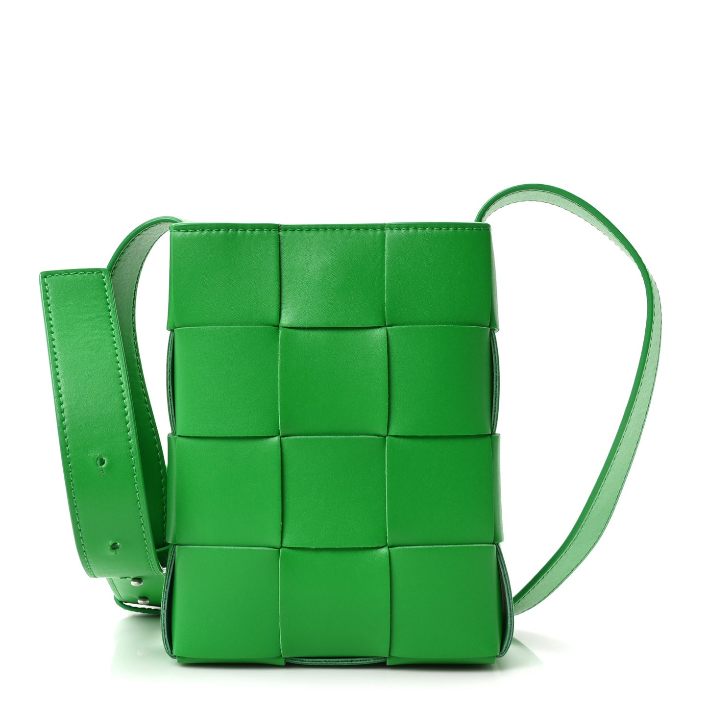 Calfskin Maxi Intrecciato Mini Vertical Cassette Crossbody Bag Parakeet