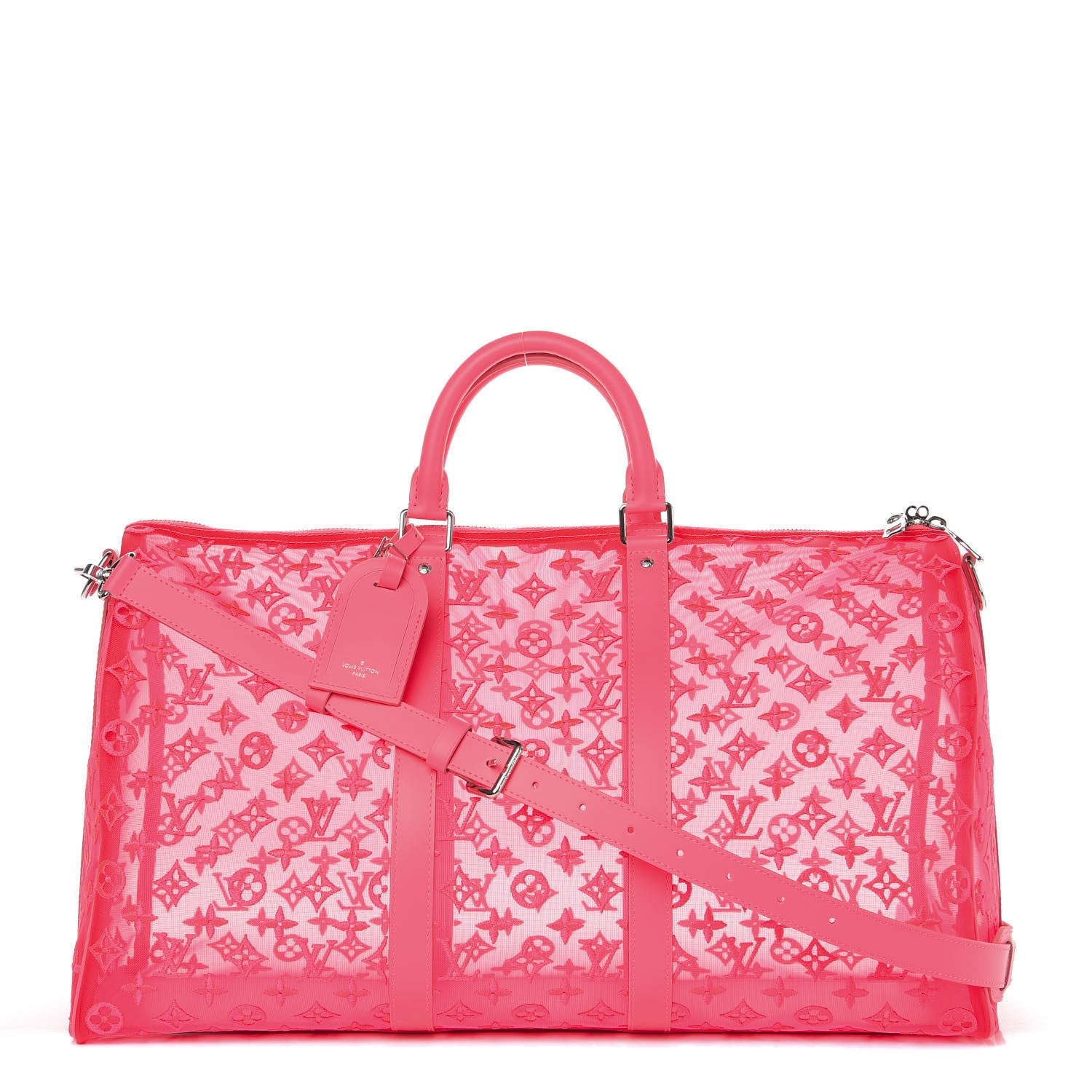 Louis Vuitton Monogram Fluo See Through Keepall Bandouliere 50 Rose 1 of 10