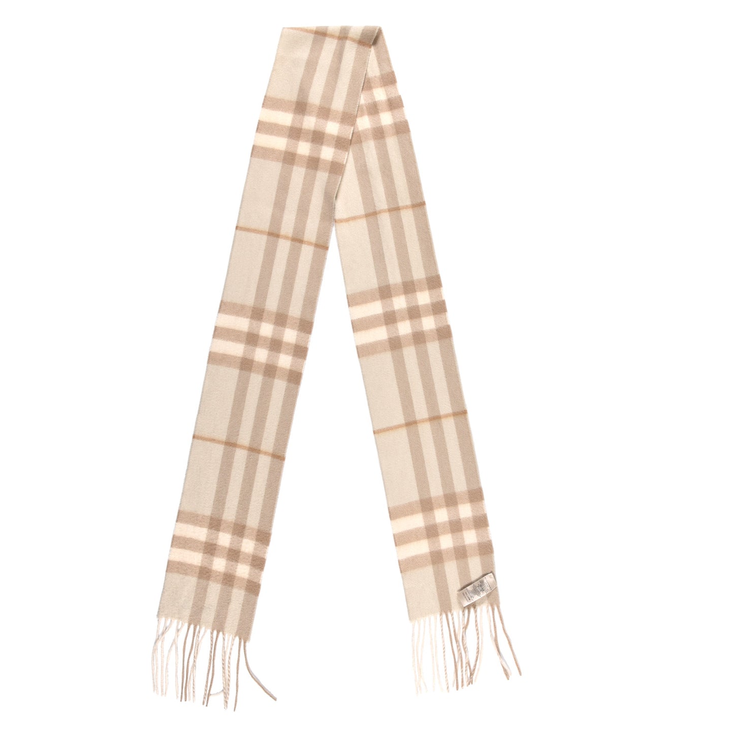 Cashmere Giant Check Fringe Scarf Limestone