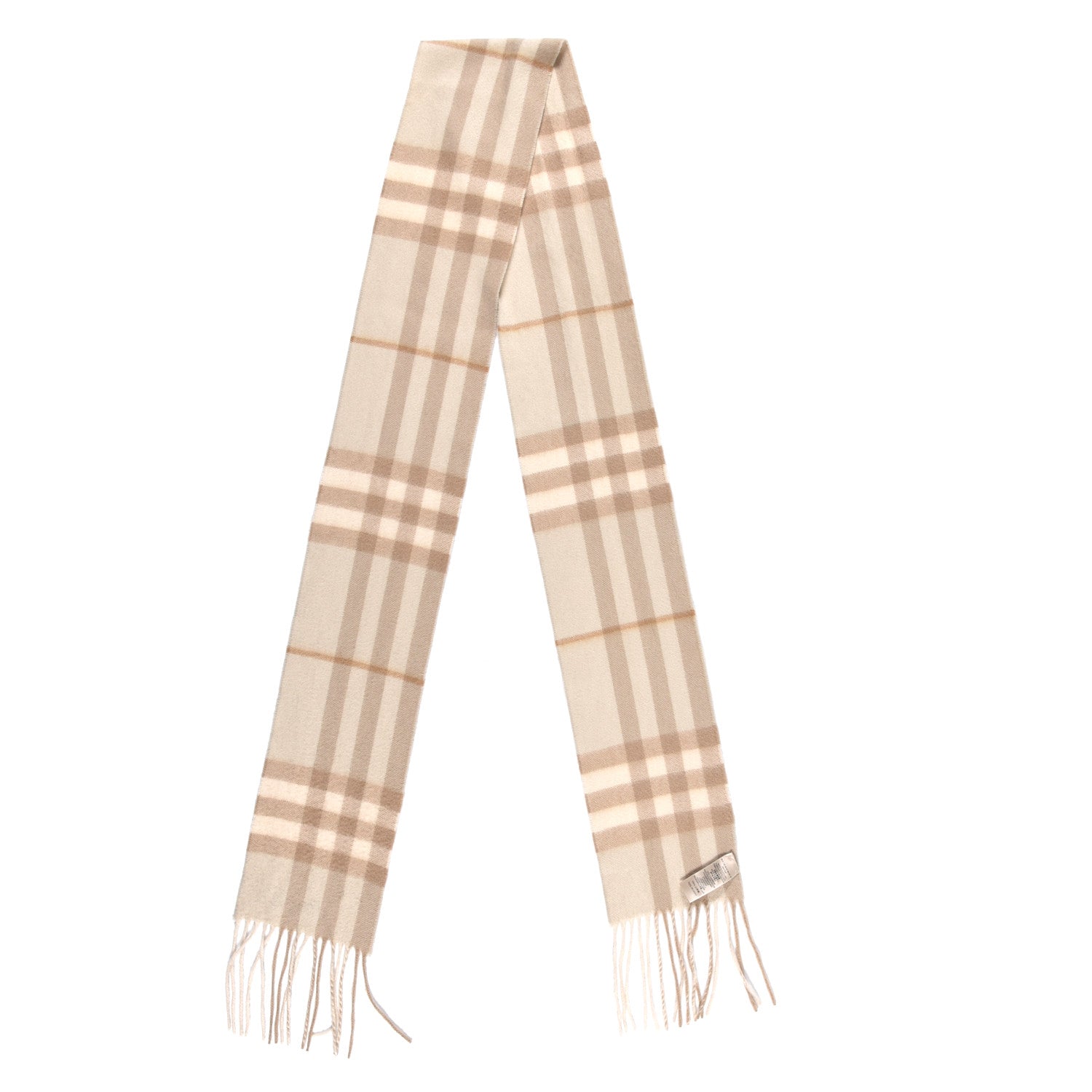 Burberry Cashmere Giant Check Fringe Scarf Limestone 2 of 4