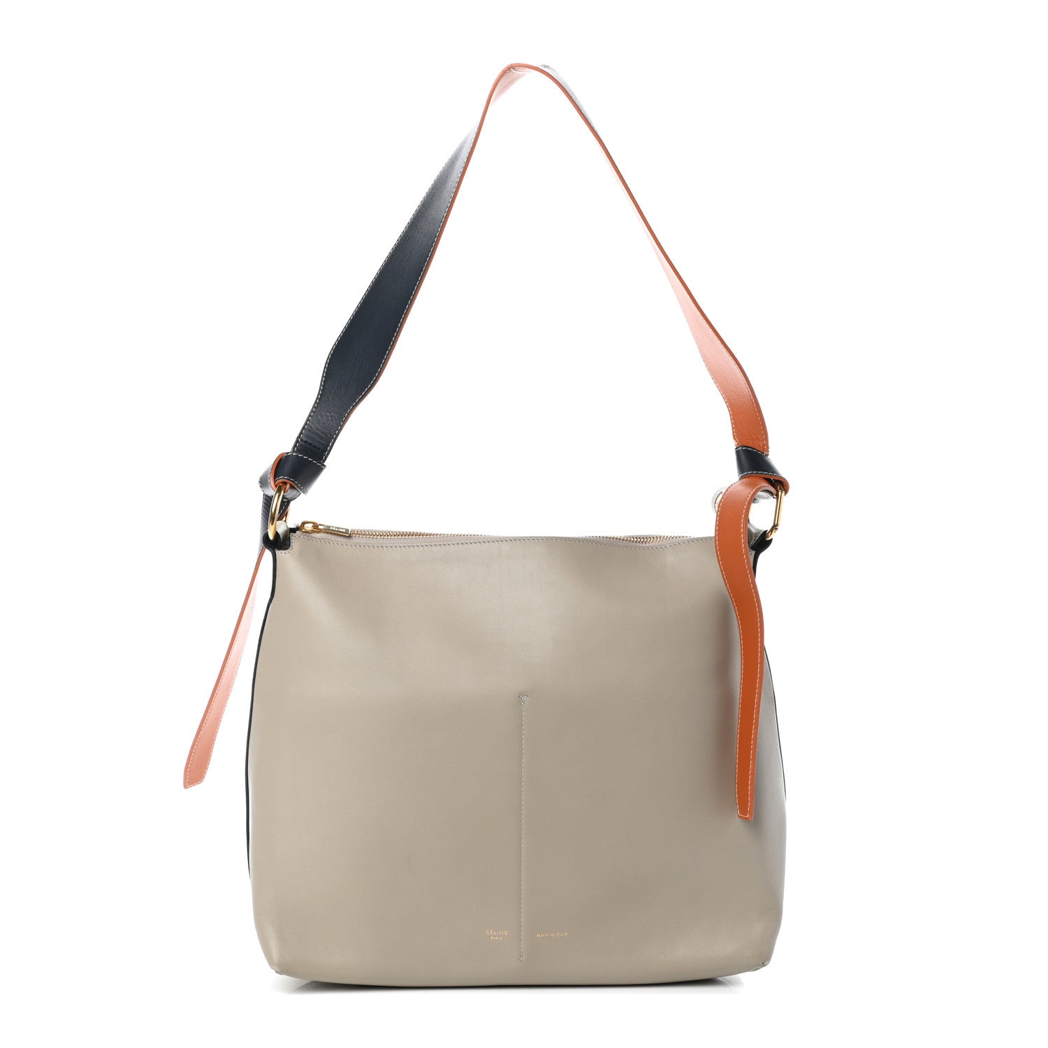 Celine Shiny Smooth Calfskin Zipped Twisted Cabas Beige White 1 of 9