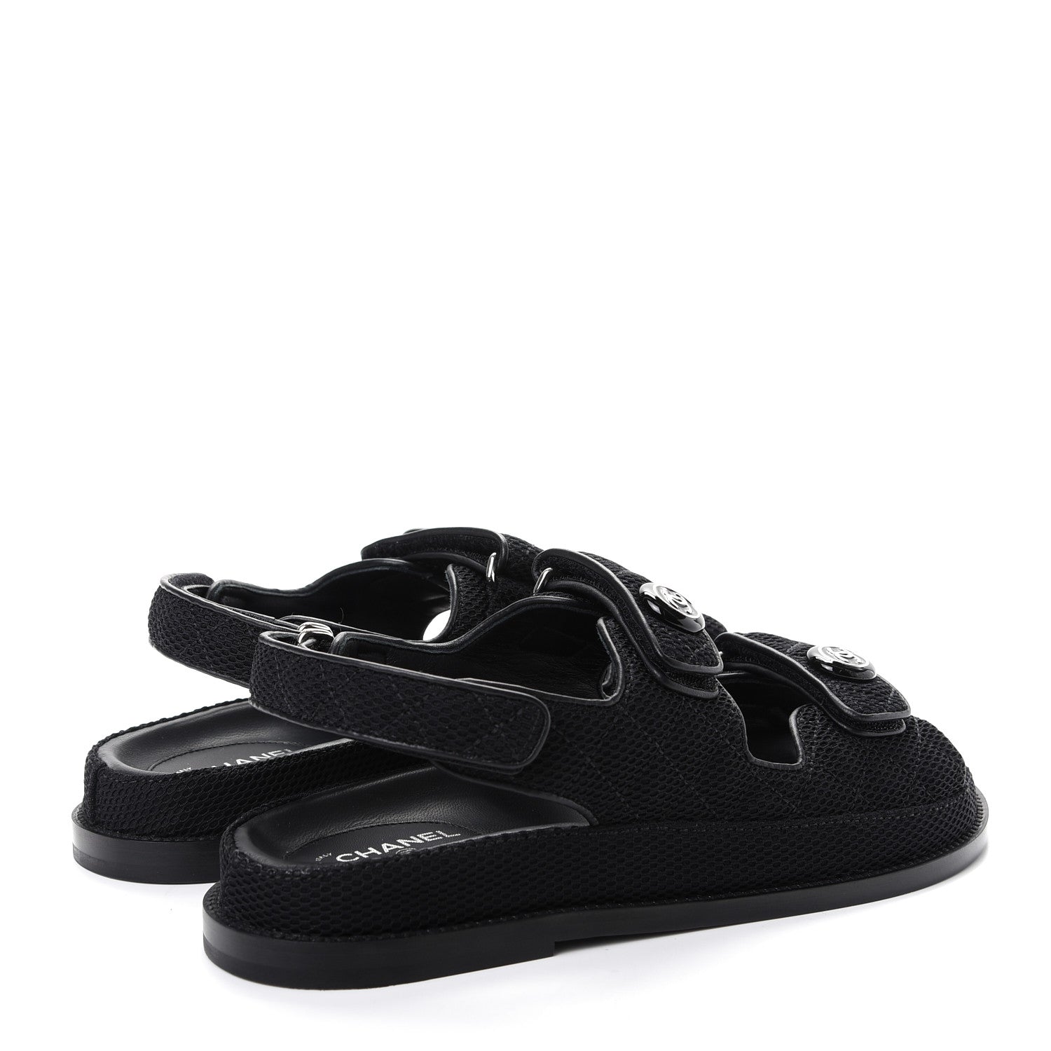 Chanel Fabric Velcro Dad Sandals 40 Black 4 of 11
