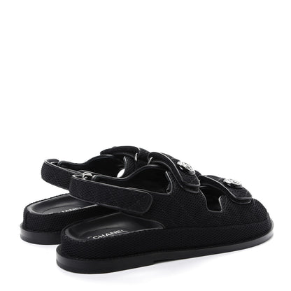 Chanel Fabric Velcro Dad Sandals 40 Black 4 of 11