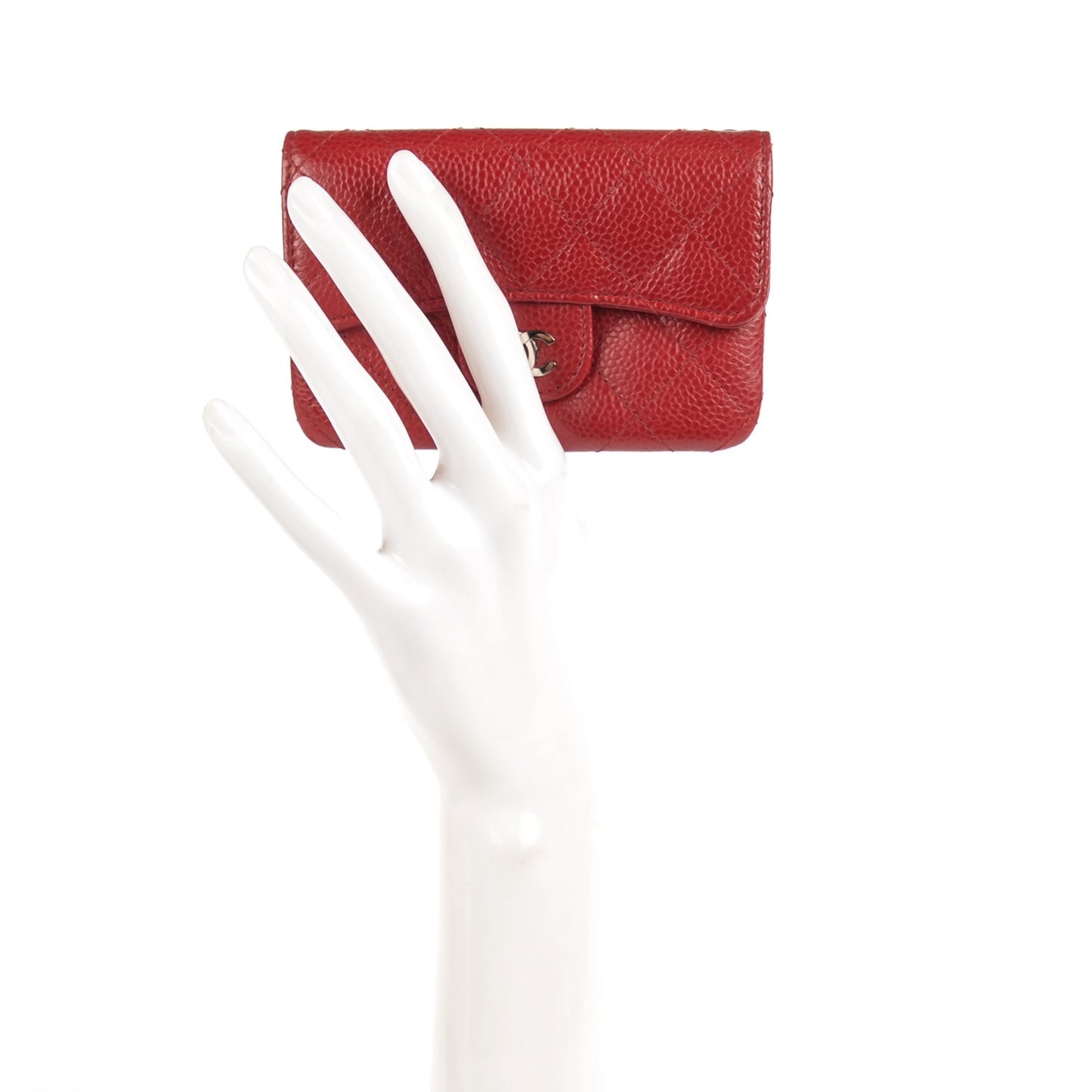 Caviar Quilted Coin Purse Red