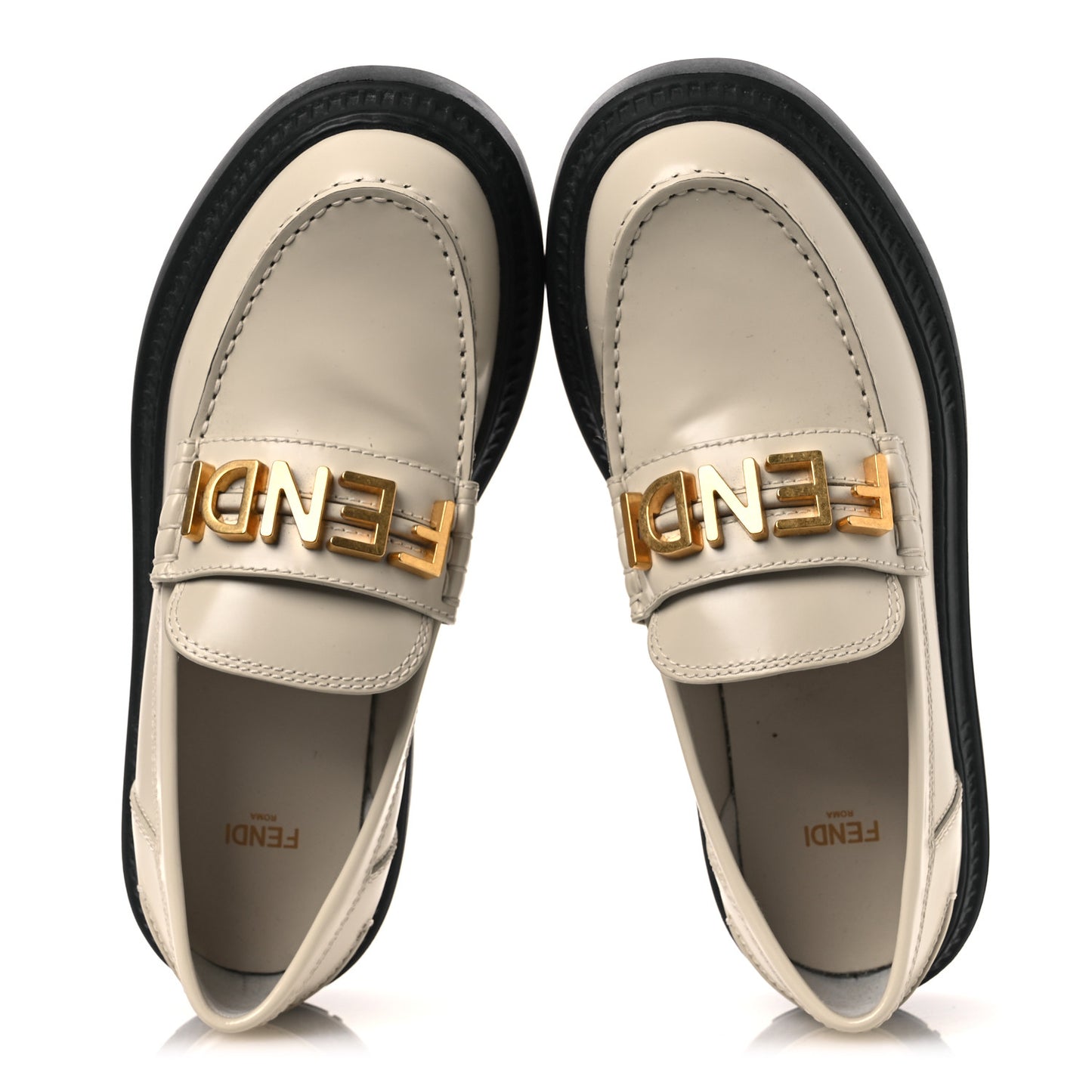 Vitello Abrasivato Fendigraphy 50mm Loafers 37.5 Blanco Babe